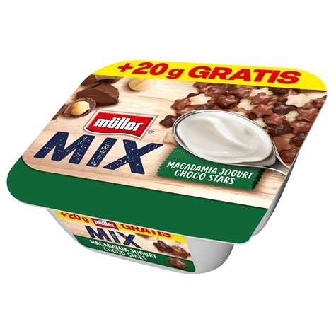 MULLER MIX JOGURT MACADAMIA CHOCO STARS 130g  /12/