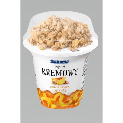 BAKOMA JOGURT KREMOWY Z BRZOSKWI I GRANOLĄ 230g  /12/