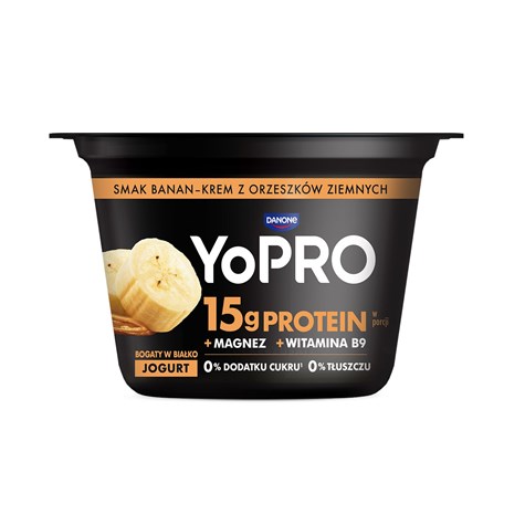 DANONE YOPRO JOGURT 160g BANAN-KREM Z ORZECHÓW /8/