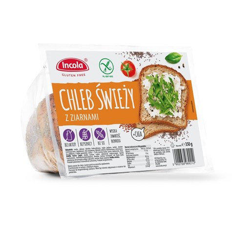 INCOLA CHLEB ŚWIEŻY Z ZIARNAMI 350g /8/ BEZGLUTENOWY
