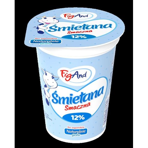 FIGAND ŚMIETANA 12% KUBEK SMACZNA PASTERYZOWANA 400 G