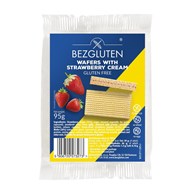 BEZGLUTEN WAFLE Z KREMEM TRUSKAWKOWYM 95g /12/