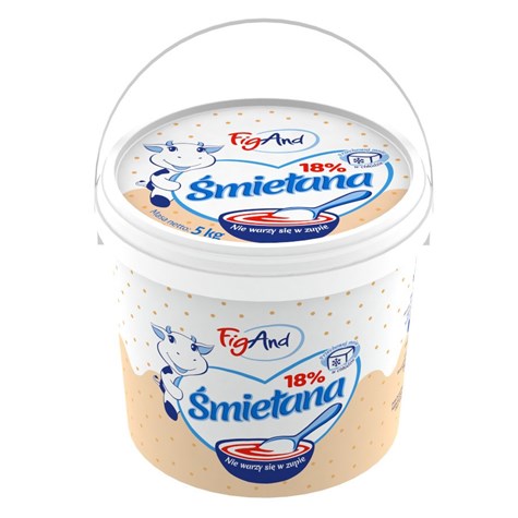 FIGAND ŚMIETANA 18%, WIADRO 5KG